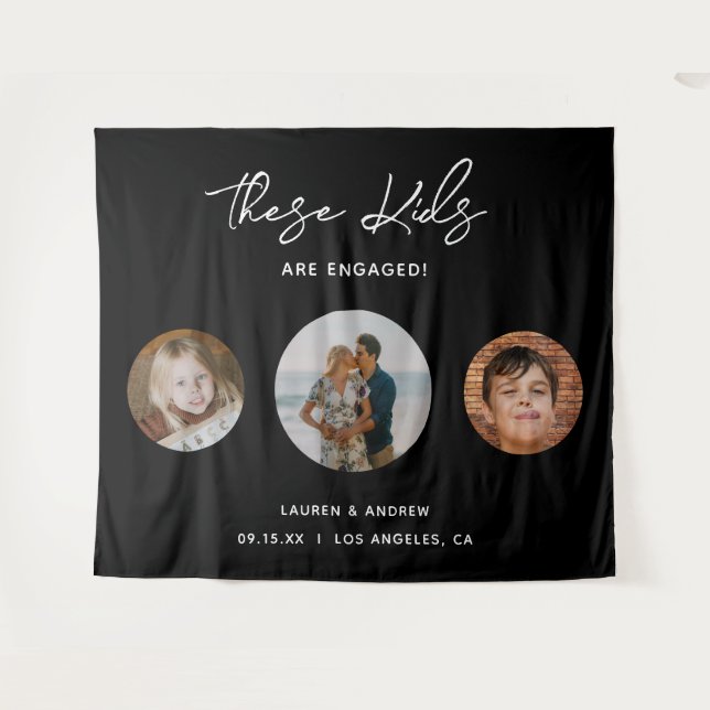 Tenture Funny Unique Enfants Photo Engagement (Devant (Horizontal))