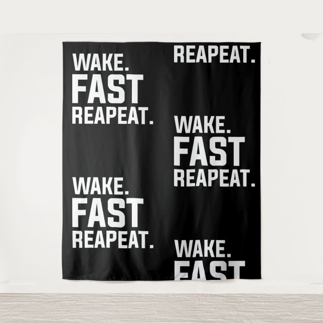 Tenture Funny Wake Fast Repeat Graphisme Sarcastique (Devant)