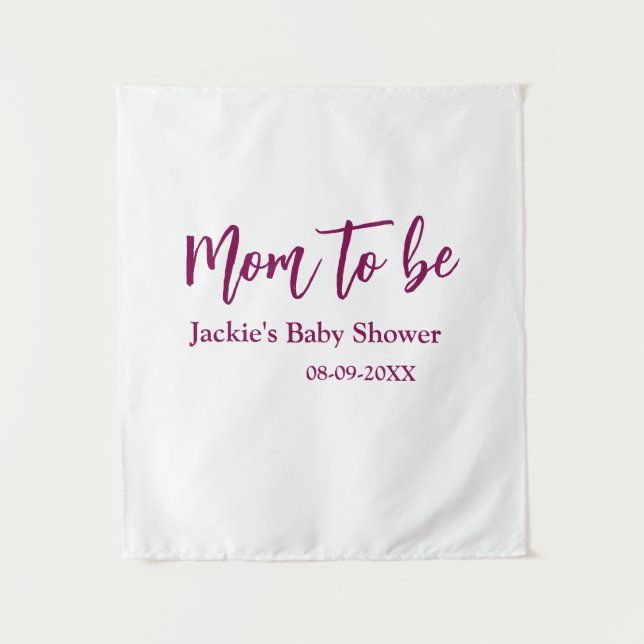 Tenture Futur maman baby shower nom date rose simple minim (Devant)