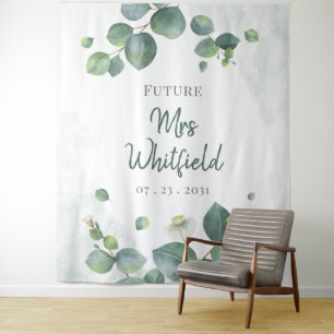 Tenture Futur mariage avec verdure d'eucalyptus pour la ma