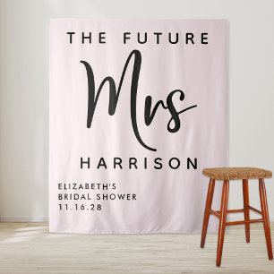 Tenture Futur Mme Fête de Mariage Personnalisée Rose
