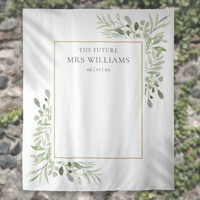 Tenture Futur Mme Toile de Fond de Photo de Fleurs pour En (Future Mrs Bridal Shower Greenery Photo Backdrop)