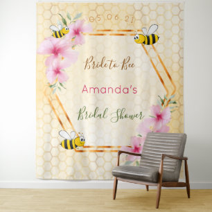Tenture Future bride à miel nid d'abeille fleurs roses Ent