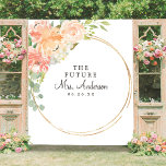 Tenture Future Mrs Peach Floral Bridal Shower Backdrop<br><div class="desc">Your guests will LOVE posing in front of this stunning backdrop! This will be the hit of the shower!

See our entire Pretty Peach collection for more matching items!</div>