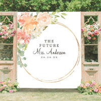 Future Mrs Peach Floral Bridal Shower Backdrop