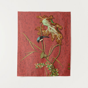 Tenture G.A. Audsley Vintage Rouge Oiseau Japonais Art Lot