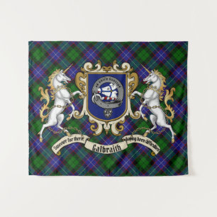Tenture Galbraith Clan Badge & Unicorns avec Tartan