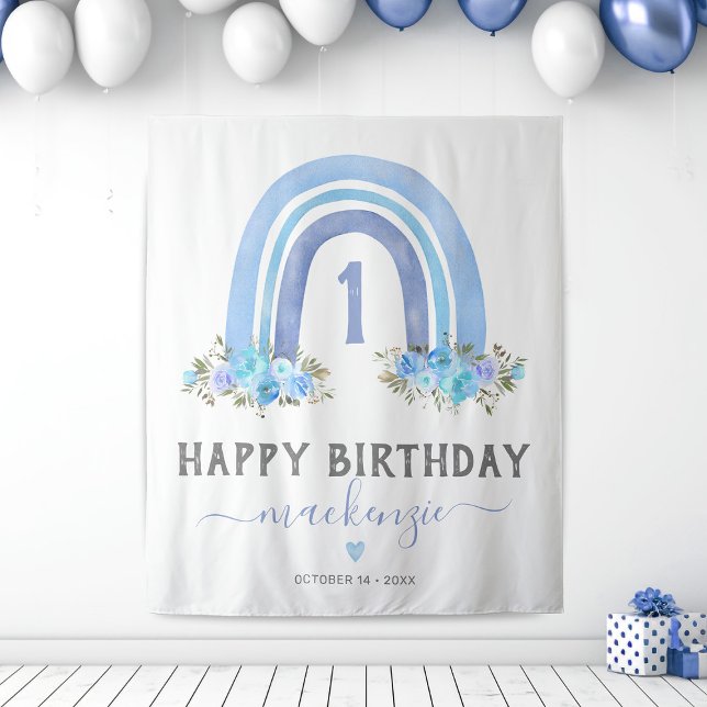 Tenture Garçon Boho Anniversaire Premier Arc-en-ciel (Créateur téléchargé)