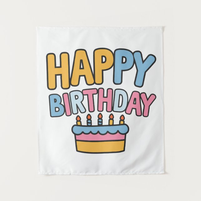 Tenture Gâteau d'anniversaire joyeux (Devant)