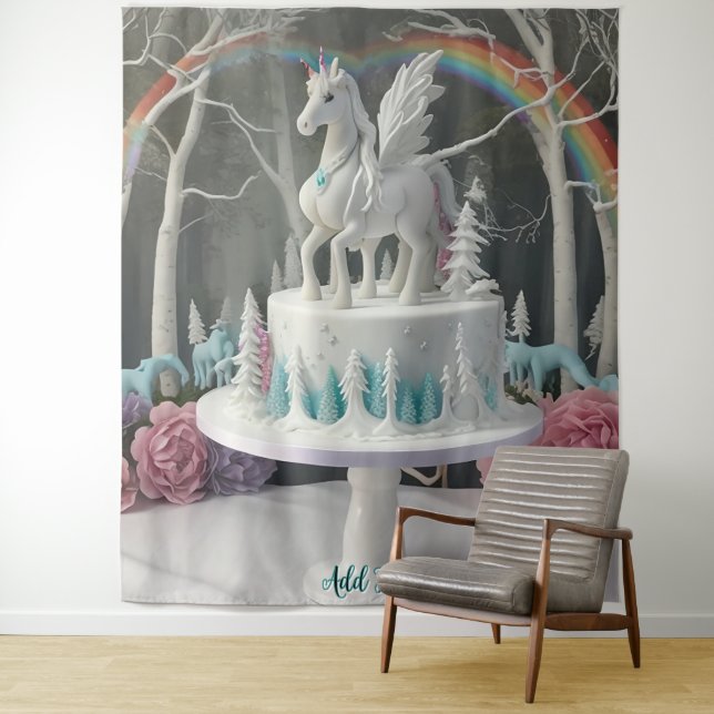 Tenture Gâteau de Licorne Fée Décoration Murale Bannière d (En situation)