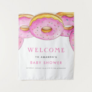 Tenture Gâteau de Moules en Forme de Donuts Aquarelle Rose