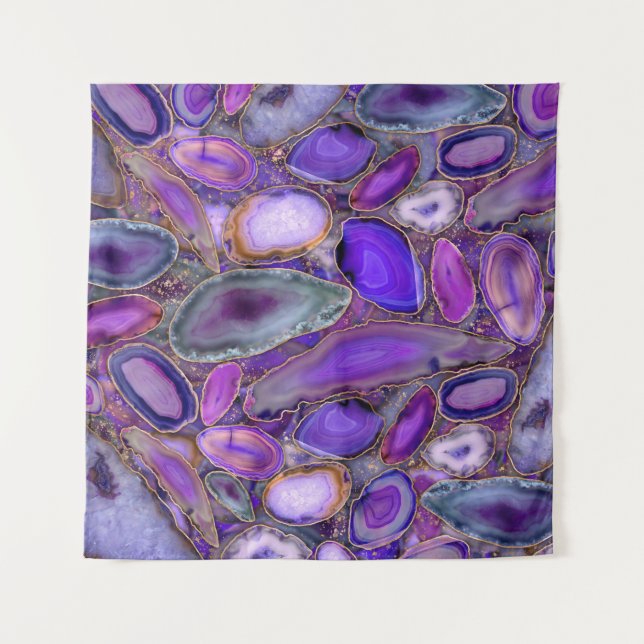 Tenture Geodes cristal motif - violet et violet (Devant)