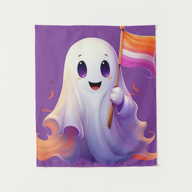 Tenture Ghost whit lesbian flag (Devant)