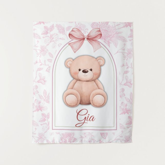 Tenture Gia | Conception de nurserie avec ours en peluche  (Devant)