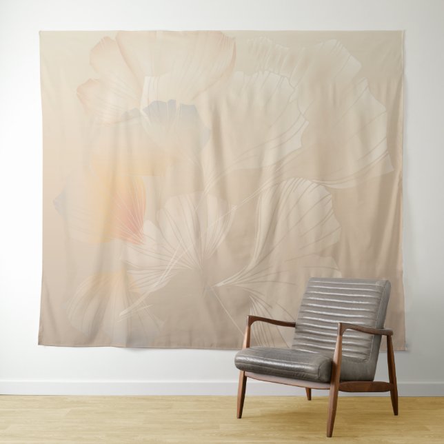 Tenture Ginkgo Biloba Botanique Abstrait Graphic Art Blush (En situation (horizontale))