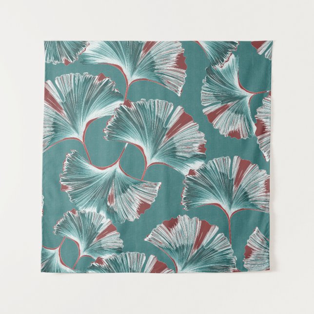 Tenture Ginkgo biloba feuille, motif nappe. (Devant)