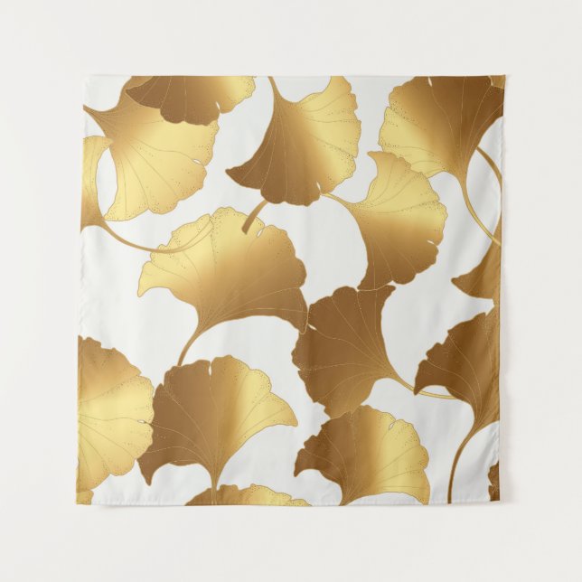 Tenture Ginkgo Gold : Design Vintage de luxe. (Devant)