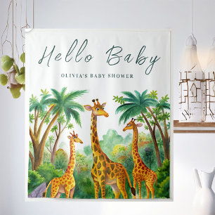 Tenture Girafe de la jungle Mignonne Élégante Bienvenue Ba