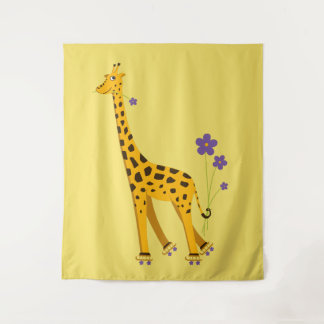 Tenture Girafe de patinage drôle mignonne de bande