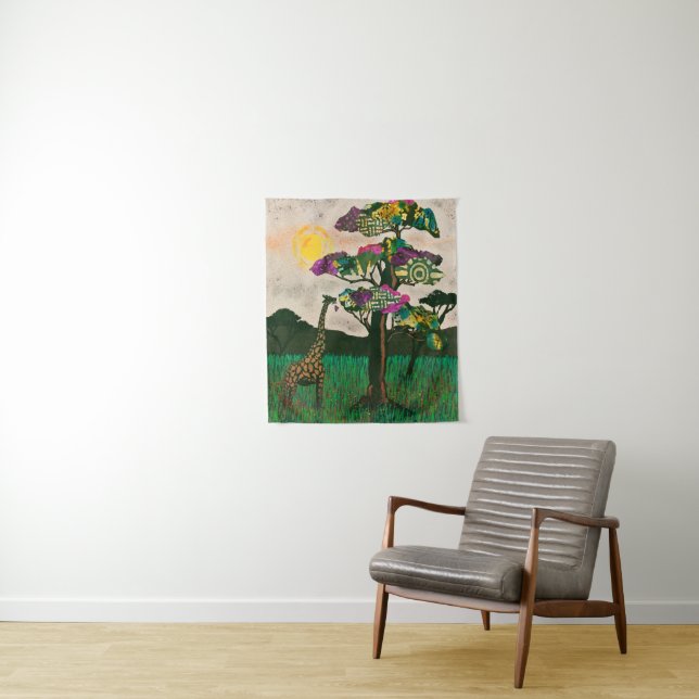 Tenture Girafe sur les Avions d'Afrique (En situation)