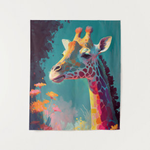 Tenture Giraffe Animal Portrait Peinture Faune En Plein Ai
