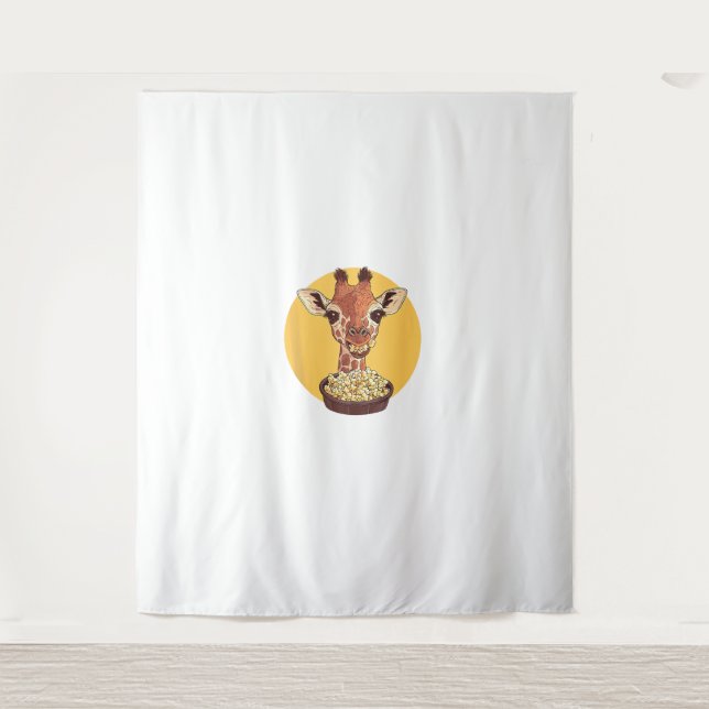 Tenture Giraffe Avec Popcorn Cartoon Humour animal (Devant)