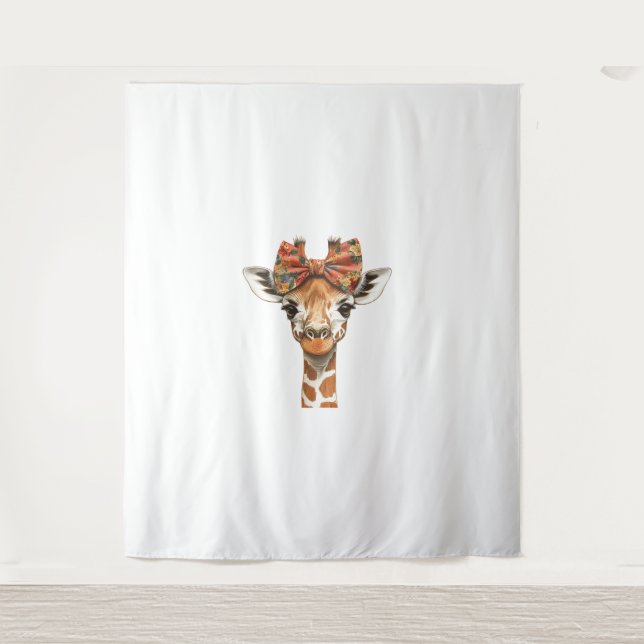 Tenture Giraffe Boho Fleur sauvage Coquette Bow Maman Mère (Devant)
