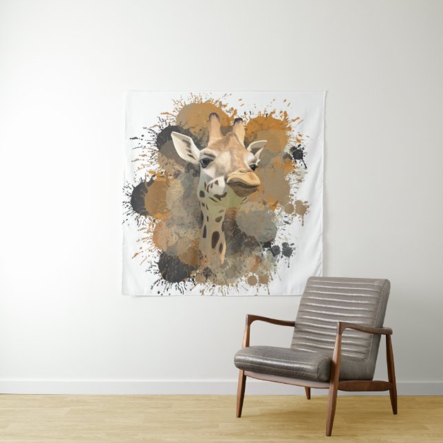 Tenture Giraffe de la faune africaine Abstraite peinture (En situation)