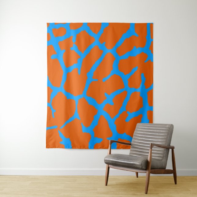 Tenture Giraffe Imprimer Cyan orange (En situation)