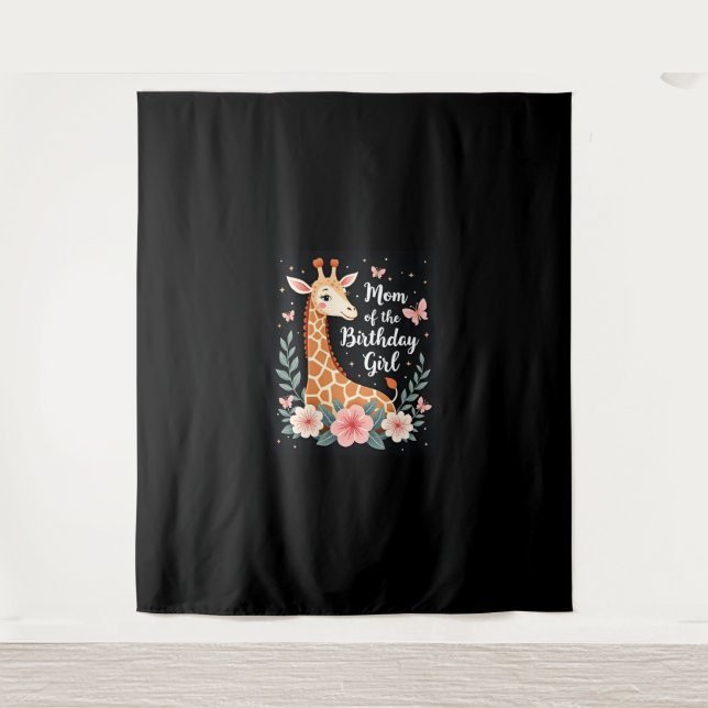 Tenture Giraffe Maman de l'Anniversaire fille jumelée fami (Devant)
