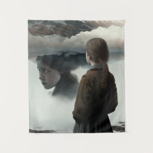 Tenture Girl with clouds
