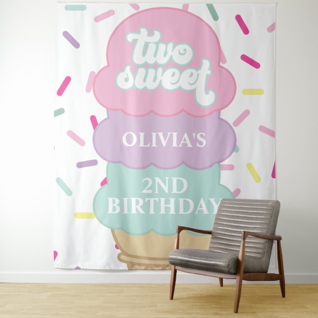 Tenture Glace et Vermicelles Deux Douce 2ème Anniversaire (En situation)