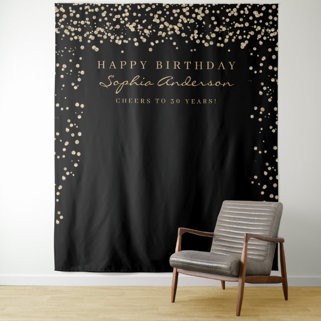 Tenture Glam Gold Confetti Anniversaire Contexte Quel que  (En situation)