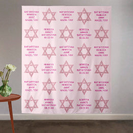 Tenture Glam Rose Star Of David Photo Booth Bat mitzvah