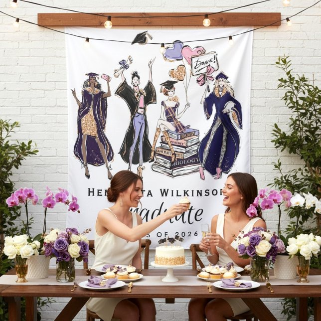 Tenture Glamorous Graduate Women Empowered Purple Gold (Créateur téléchargé)