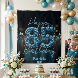 Tenture Glamour Luxueux Anniversaire 85 Ans Diamant Bleu T