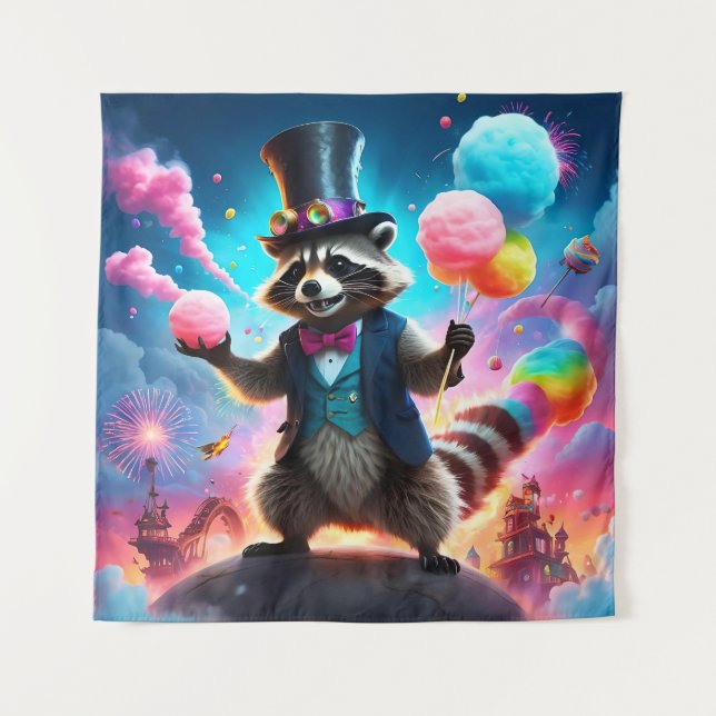 Tenture Glittery Raccoon et Carnaval de Dragon (Devant)
