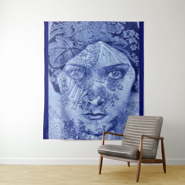 Tenture Gloria Swanson en bleu (En situation)