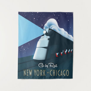 Tenture "Go by rail" New York - Chicago Poster