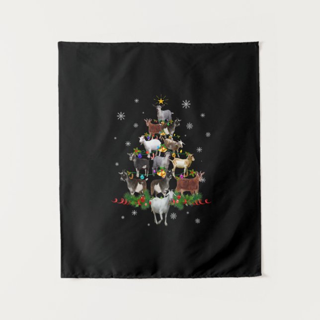 Tenture Goat Christmas Tree Snow Goat Xmas (Devant)