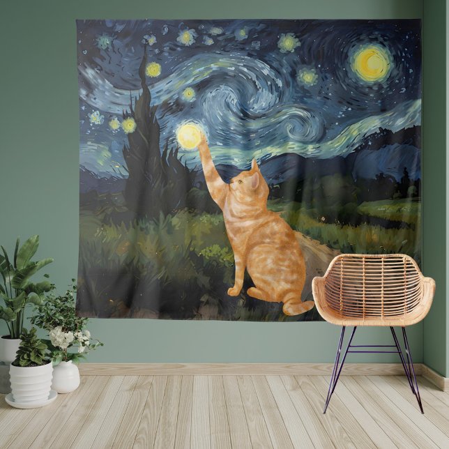 Tenture Gogh Kitty Starry Night Chat (Créateur téléchargé)