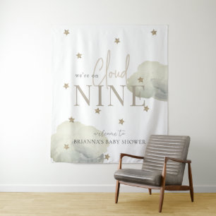Tenture Gold Cloud 9 Etoiles Aquarelle Baby shower Bienven