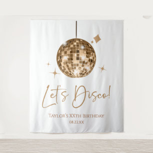Tenture Gold Disco Ball Let's Disco Anniversaire