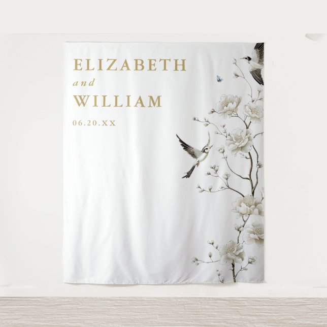 Tenture Gold Elegant Chinoiserie Mariage Photo fond (Devant)