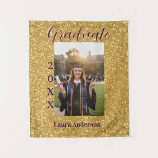 Tenture Gold glitter photo graduation add name class text