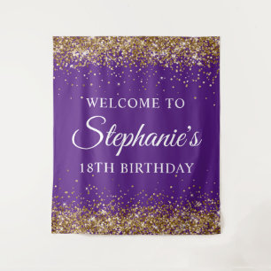 Tenture Gold Parties scintillant Royal Purple 18e annivers