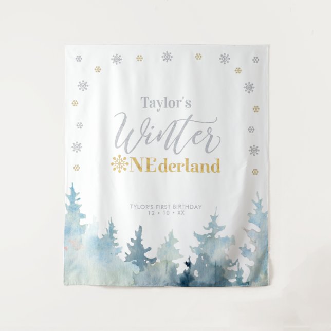 Tenture Gold & Silver Winter onderland 1er Anniversaire (Devant)