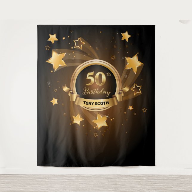 Tenture Gold Stars Anniversaire Tapestry (Devant)