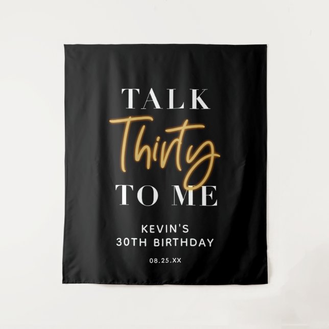 Tenture Gold Talk 30 To Me 30th Birthday Party Contexte (Devant)