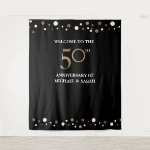 Tenture Golden 50th MARIAGE Anniversary Photo toile de fon
